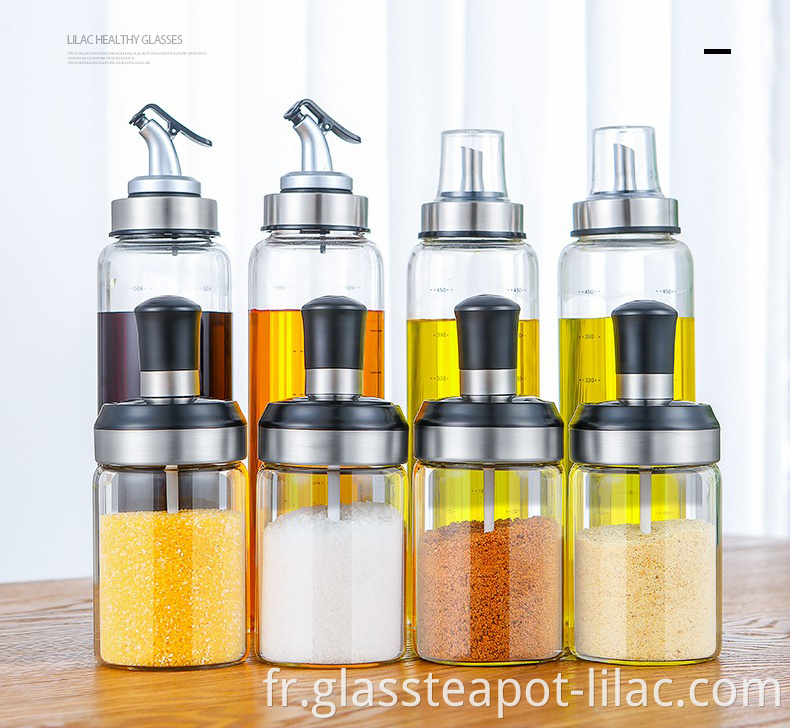 Échantillon GRATUIT Lilas 220 ml + 550 ml 2021 nouvelle presse borosilicate faite à la main et mesure pot de vinaigre et distributeur d'huile de piment avec brosse